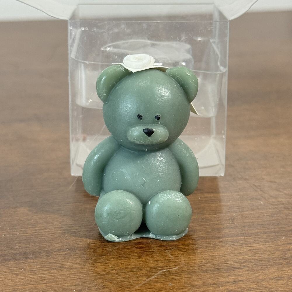 Cute Teddy Bear Scented Candle - Sage Green Decorative Home Fragrance Gift